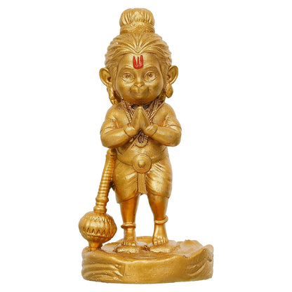 Premium Resin Bal Lord Hanuman Showpiece for Home Decor, Hanuman Idol Statue for Car Dashboard | Hanuman Ji Bajrang Bali Ki Murti for Home and Office Temple (3.14" Inches Gold)