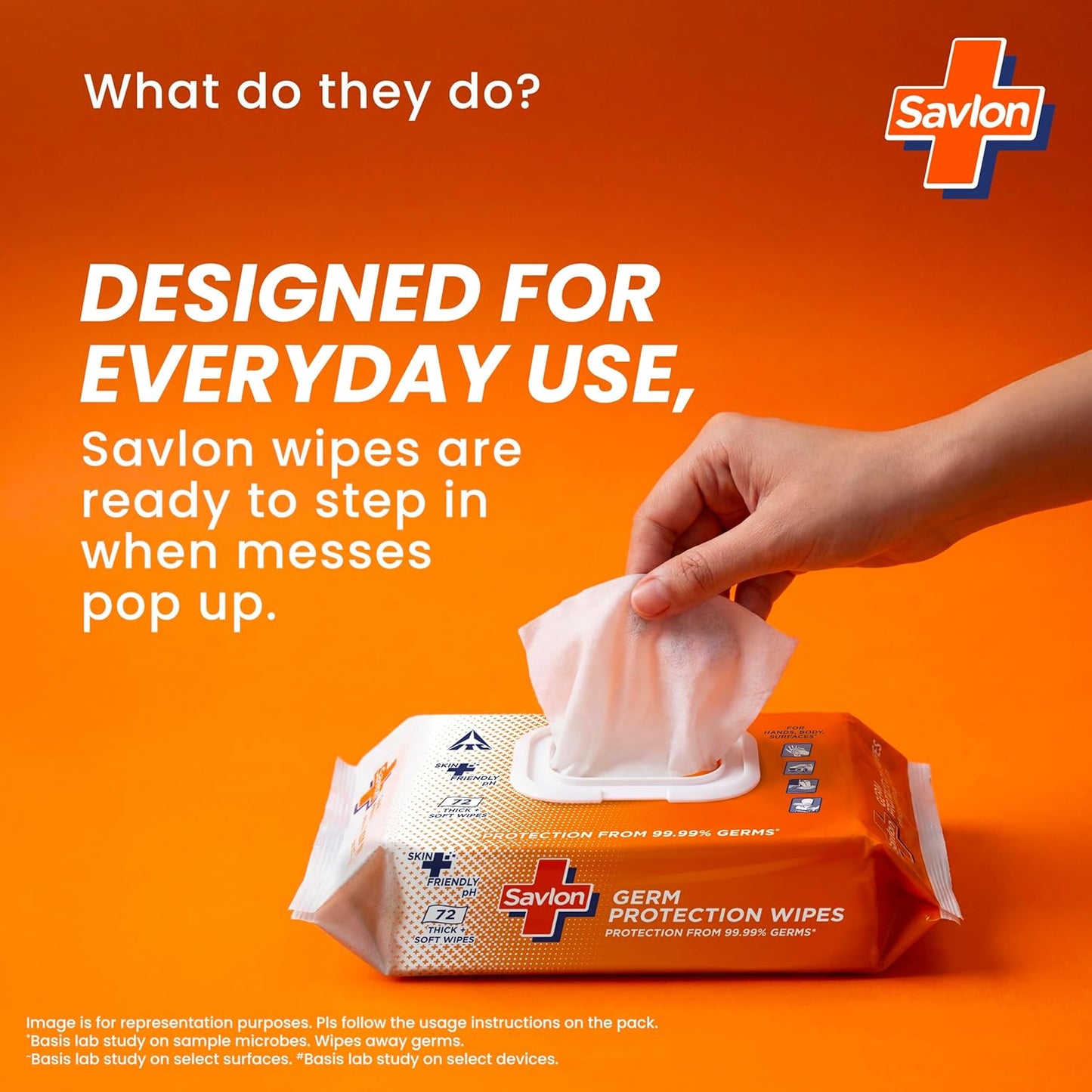 ITC Savlon Germ Protection Multipurpose Thick & Soft Wet Wipes Fliptop Lid 72 Count | Thick & soft | 99.99% Germ Protection | For Skin & Surface | Fresh Fragrance | Pair with Savlon Handwash
