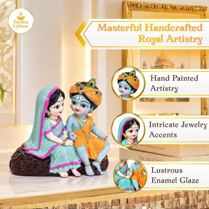Bal Radha Krishna Idol Car Dashboard | Resin Figurine, 4cm Breadth, 96g Weight
