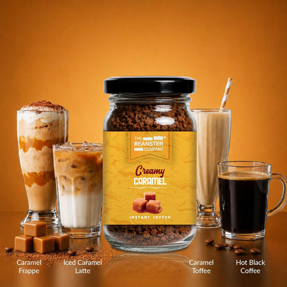 The Beanster Company Instant Caramel Coffee, Flavoured Coffee, 50g