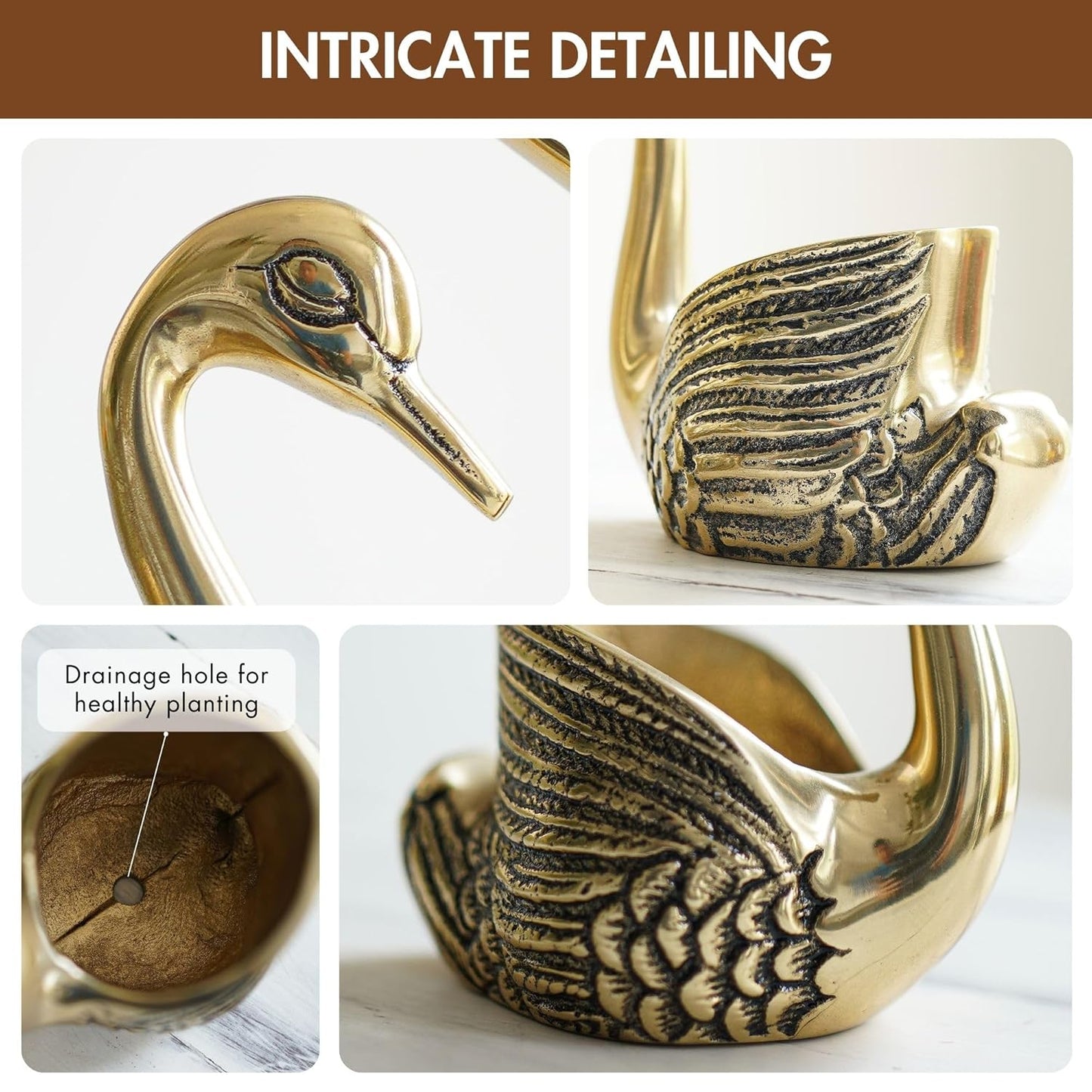 BEHOMA Pair of Swan Candle Holder with Giftbox for Home Decor, Gold