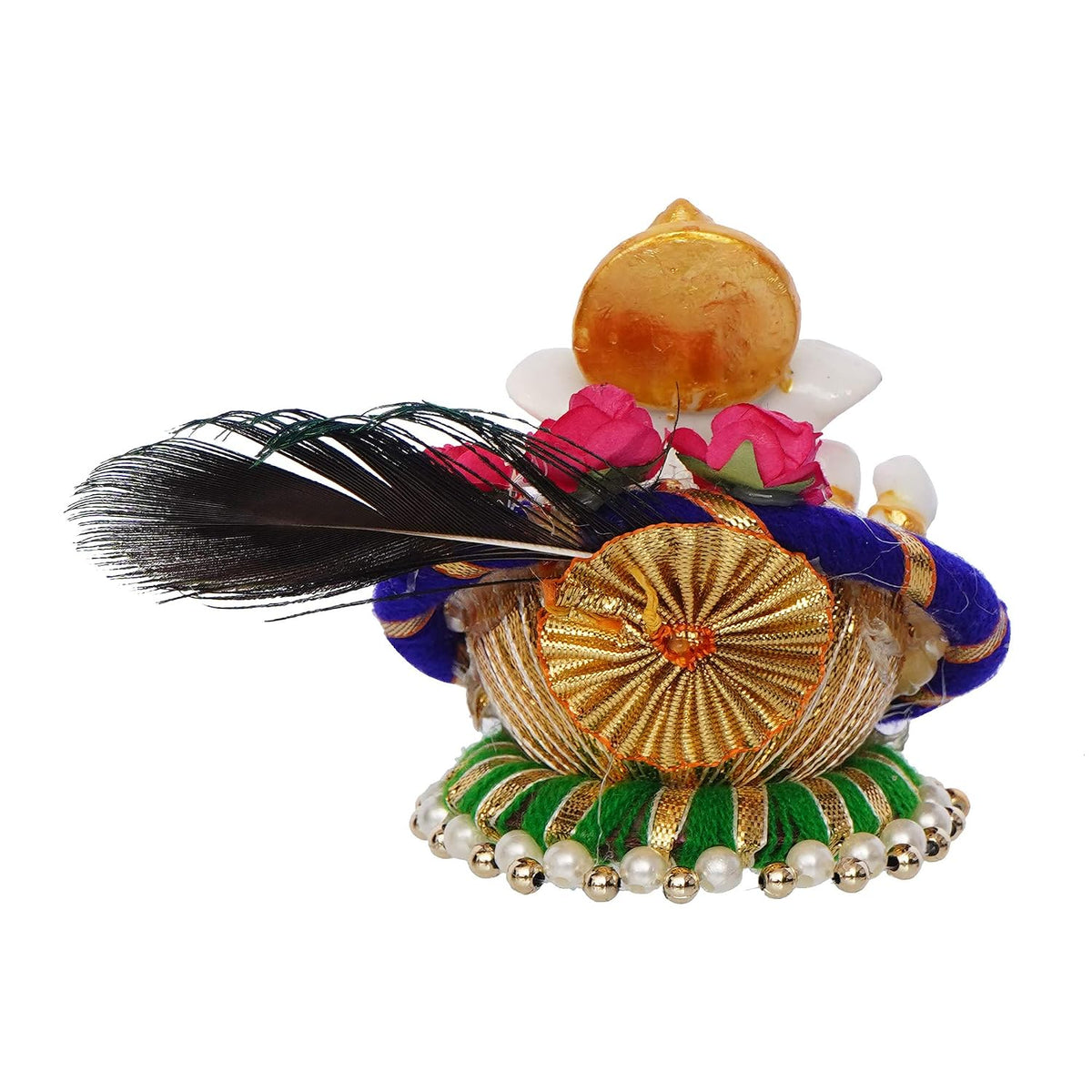 Resin Lord Ganesha Idol On Peacock Feather Decorative Plate-Ganesha Idol for Home Decor Car Dashboard-Ganesha Statue-Ganpati Murti Gift for Diwali Ganesh Chaturthi Housewarming Birthday.