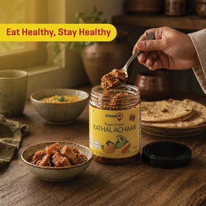 KisaanSay Jackfruit Pickle| Katahal ka Achar | Kathal achaar | 400 GM | Traditional Spicy & Tangy | No Preservatives, No Vinegar | Made in Pure Mustard Oil | Sun-Dried | Homemade Taste | Plastic Jar | No Onion & No Garlic | hodale | palapazham