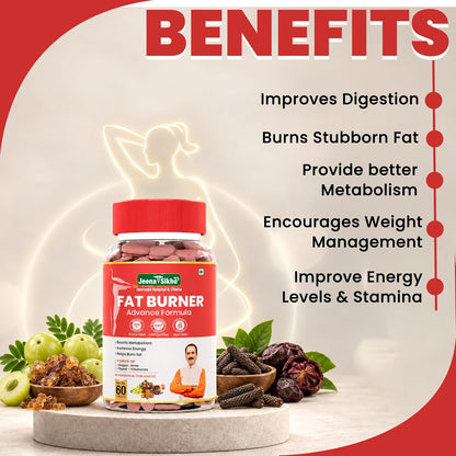 Jeena Sikho Fat Burner Advance Formula 60 Tablets, Ayurvedic Weight Loss Supplement for Men & Women, Helps Reduce Belly Fat & Improve Metabolism, With Amla, Guggul & Pipali