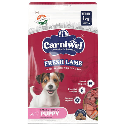 Carniwel Fresh Lamb Puppy Dry Dog Food 1 Kg | Natural Ingredients for Healthy Muscle & Bone | Highly Palatable | Boosts Skin & Coat Health | Premium Nutrition Tailored for Small Dogs