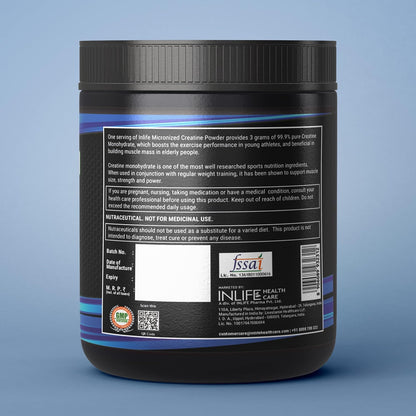 INLIFE Creatine Monohydrate 100g | Micronised Powder Supplement | Pre or Post Workout, Athletic Performance (Unflavoured)