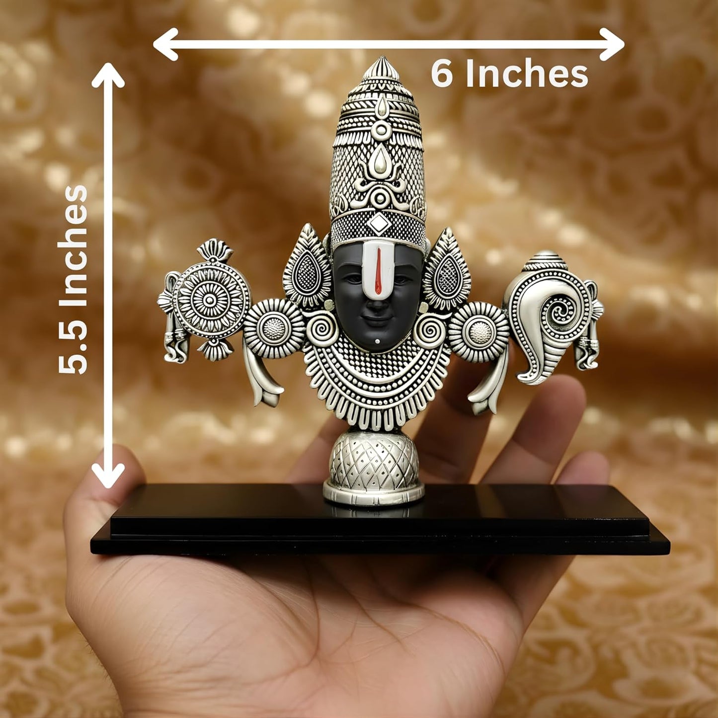 Dev Aastha 999 Silver Plated Balaji Statue | 6-Inch Lord Venkateswara Swamy Idol for Pooja Mandir & Prayer Room | Elegant Vastu Table Showpiece & Auspicious Religious Gift Idea