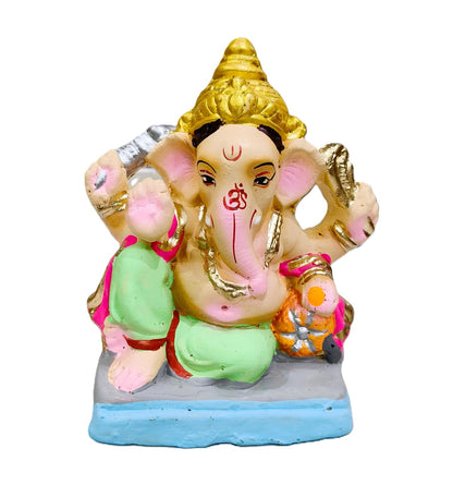 100% Eco-Friendly Clay Ganesh Idol Ganesh Ji Murti for Visarjan 4.5 Inches | Shadu Mati Ganesh Murti | Clay Ganpati Idol for Home | Ganpati for Ganesh Chaturthi | Home Decor