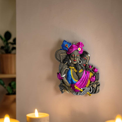 Radha Krishna Wall Hanging Terracotta Idol Murti | Terracotta Wall Decor | Spiritual Wall Art for Home, Temple, Mandir, Living, Office & Vastu Decoration | Spiritual Gifts (27x21 CM)