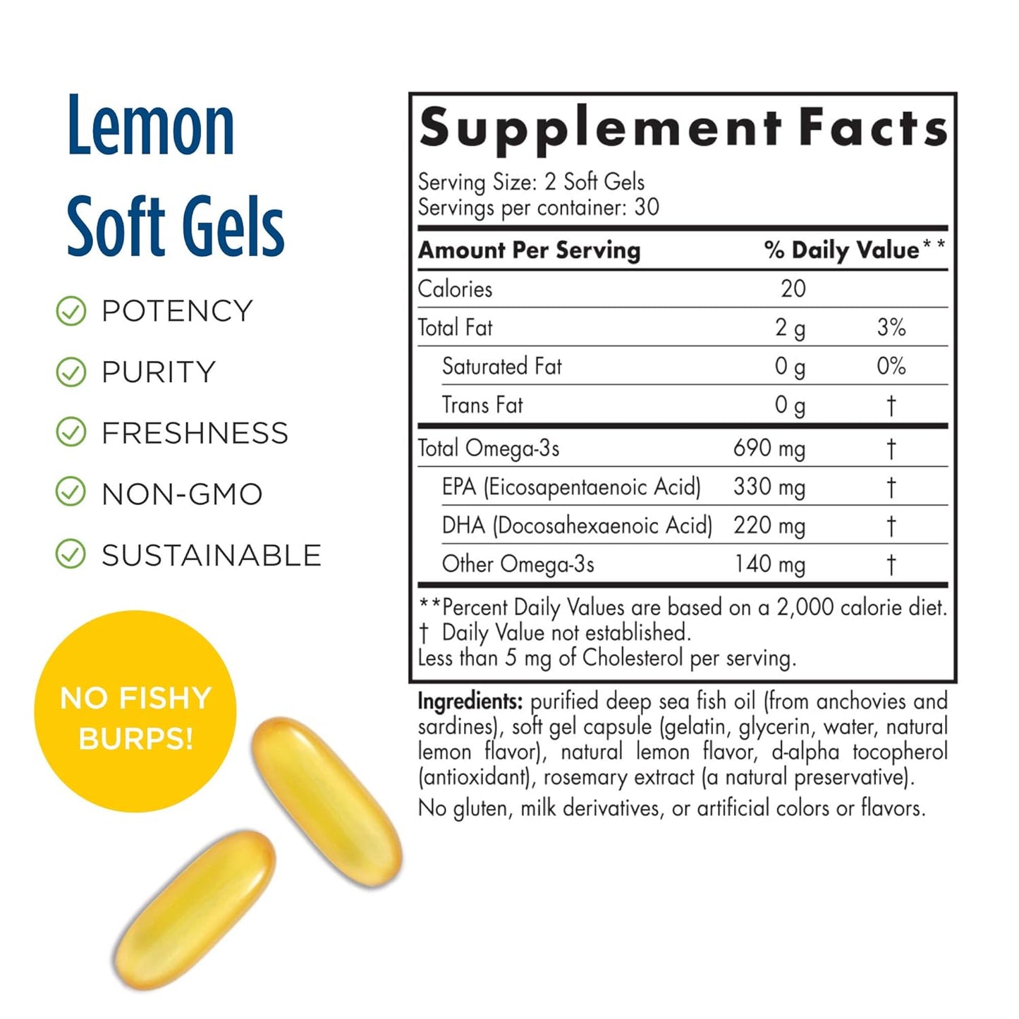 Nordic Naturals Omega 3 Fish Oil EPA And DHA | 690Mg Omega3 Support Brain, Heart Health & Immunity | Omega Fish Oil For Men & Women Lemon Flavour 60 Softgels