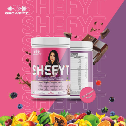 Growfitz 100% Natural Plant Protein Rich Meal Replacement Shake 400g | 12g Protein per Serving, 50+Powerful Herbs, Supports Weight Management, Energy, Immunity & Wellness Low Fat for Women, Chocolate