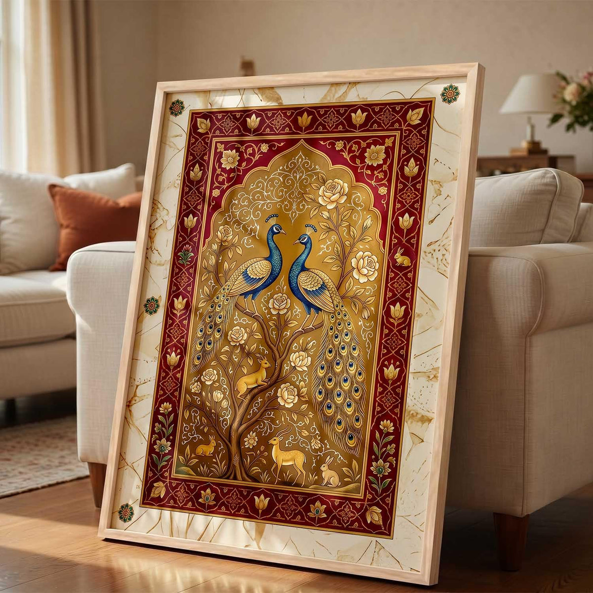 Living Room Bed Room Hotel Wall Decor | Indian Traditional Madhubani Art Wall Painting Home Decoration With Frame | Digital Reprint | Engineered Wood (14X20 inch)