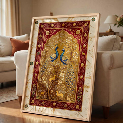 Living Room Bed Room Hotel Wall Decor | Indian Traditional Madhubani Art Wall Painting Home Decoration With Frame | Digital Reprint | Engineered Wood (14X20 inch)