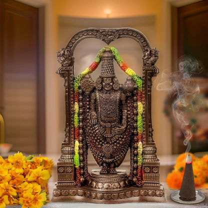Poly Resin Lord Tirupati Balaji Venkateswara Statue | Balaji Idols | Tirupati Showpiece Sculpture for Living Room, Office, Pooja | Gift for Friends, Family, Brother | Set of 1