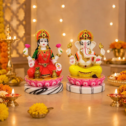 Laxmi Ganesh Idol Pair | Home Temple | Pooja | Diwali Gift | 4 Inch