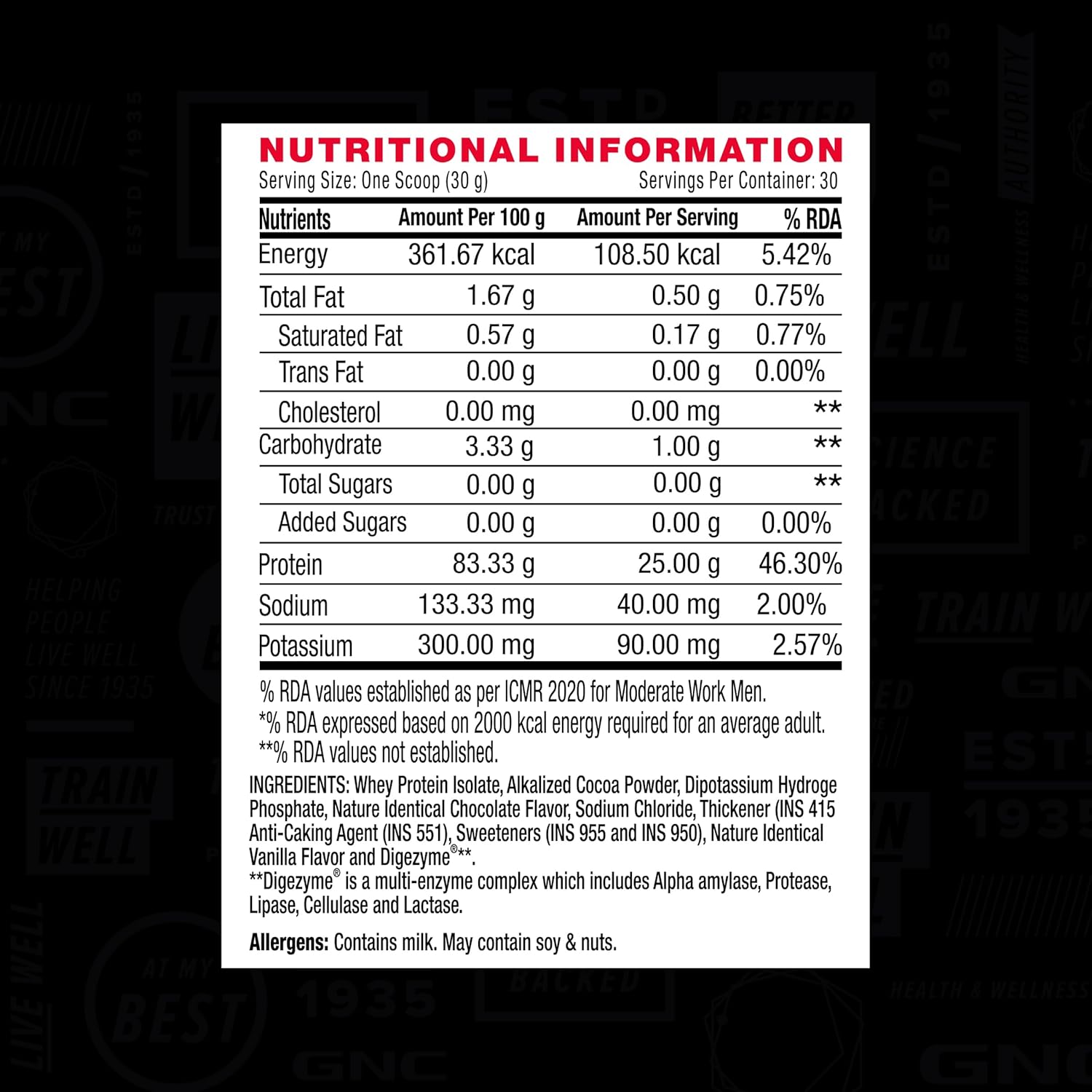 Zephivo GNC Amp Pure Isolate Zero Carb | 2 Lbs | 30 Servings | Boosts Athletic Performance Builds Lean Muscles | Speeds Up Recovery | Digezyme For Easy Digestion | 25G Protein | 6G Bcaa | Chocolate Frosting