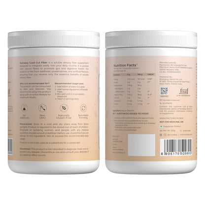 Two containers of a dietary supplement with labels showing nutritional information and usage instructions.