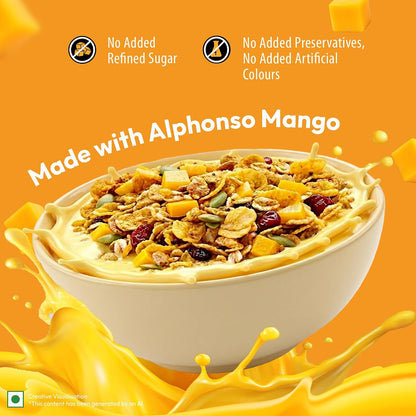 True Elements Mango Mojo Muesli 350 g with Alphonso Mango | Healthy Breakfast Cereal | High Fiber, Protein Rich | Rolled Oats, Seeds & Grains | No Added False Claims | Limited Edition