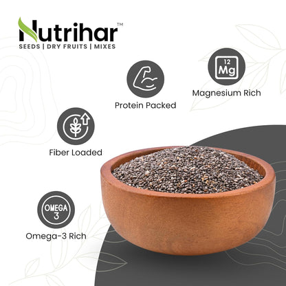 Nutrihar Premium Chia Seeds 100g | Rich in Calcium, Protein & Fibre | 100% Clean, Triple Sortex Chia Seeds 100 gm