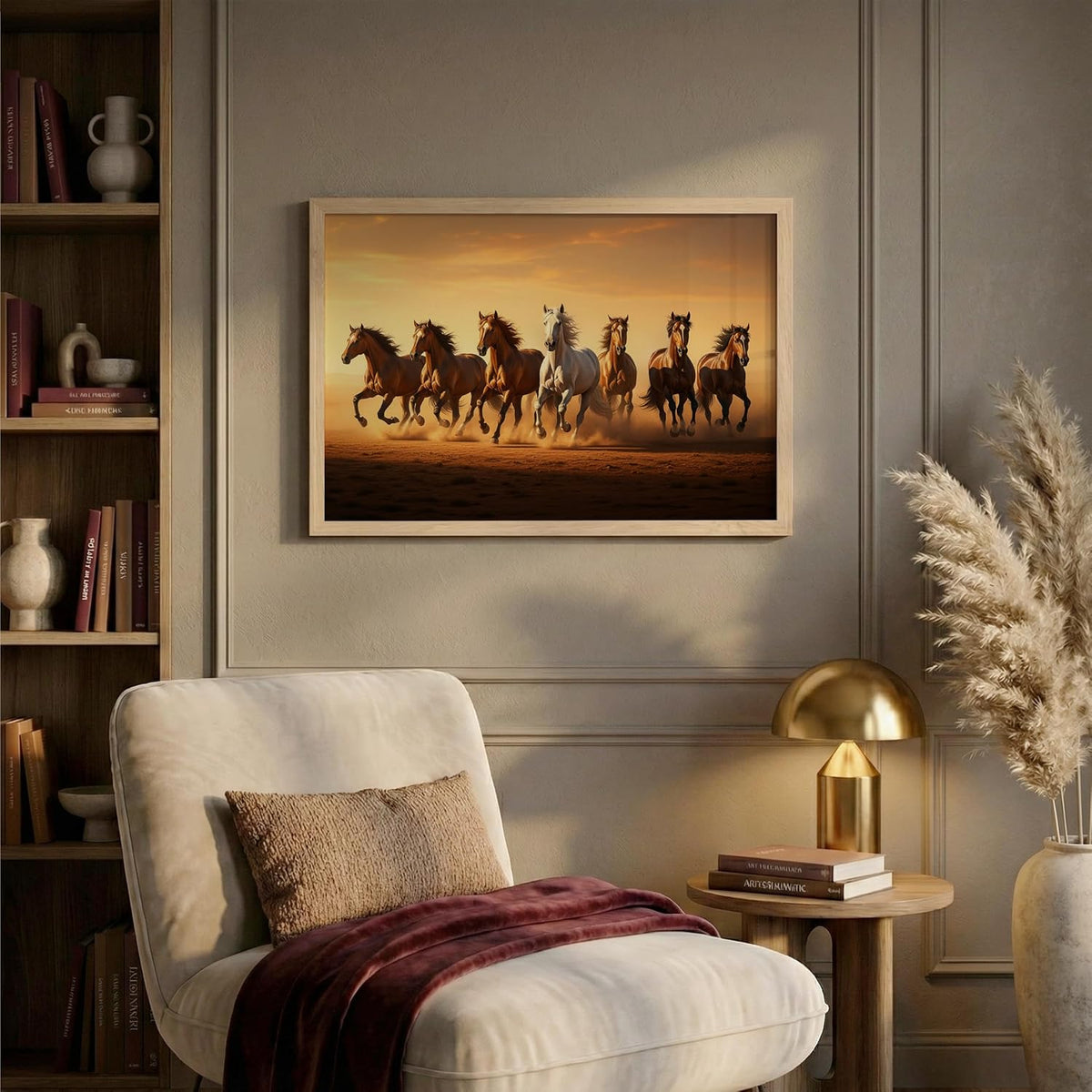 7 Horse Vastu Wall Painting (Landscape Collection) (Natural, Design 04, 13x19 Inch)