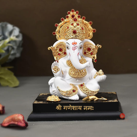 Lord Ganpati/Ganesha Idol for Car Dashboard, Desk, Office Table | Beautiful Ganesh Car Dashboard Idol Figurine Showpiece Sculpture (Ganesha Design 12)