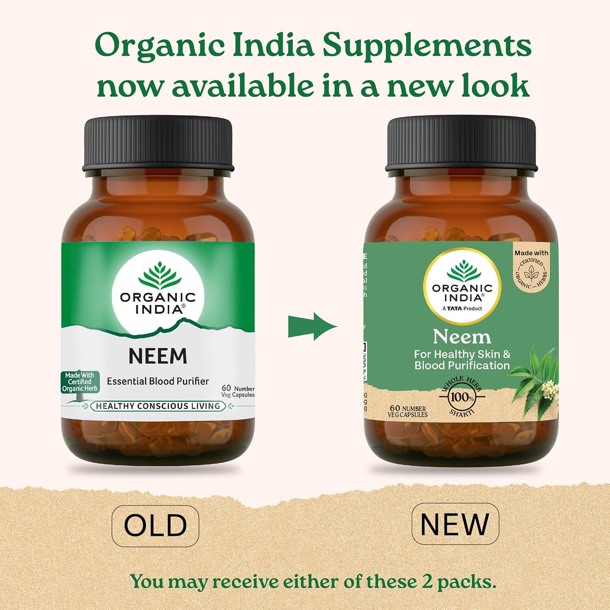Organic India Neem Blood Purifier - 60 Veg Capsules, Natural Blood Purifier, Plant-Based Anti-Bacterial, Anti-Viral, With Immunity Boosting Properties, GMP & NPOP Certified Organic