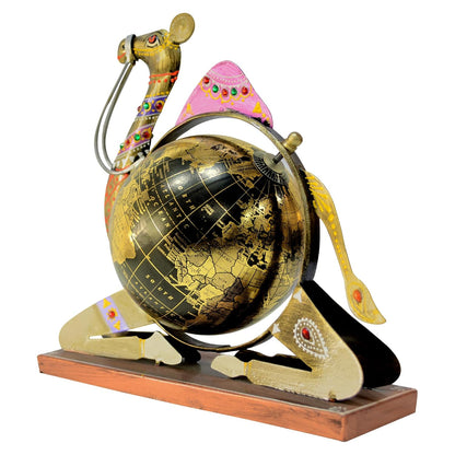 Home and Office Decorative Globe Metal Rajasthani Camel Table Top Showpiece Globe, Home House Decoration items, Decor and Gift for Living Room, Showcase, Office Desk, Interior, B'day Gift