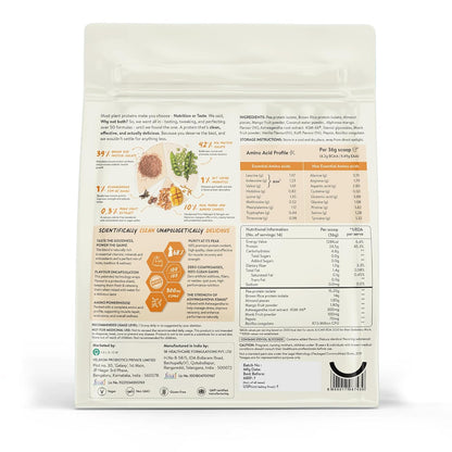 Happy Cultures Plant Protein 505g | 24g Vegan Protein with Alphonso Mango, Almond & Ashwagandha | Probiotics, No Added Sugar, Dairy Free, Easy to Digest