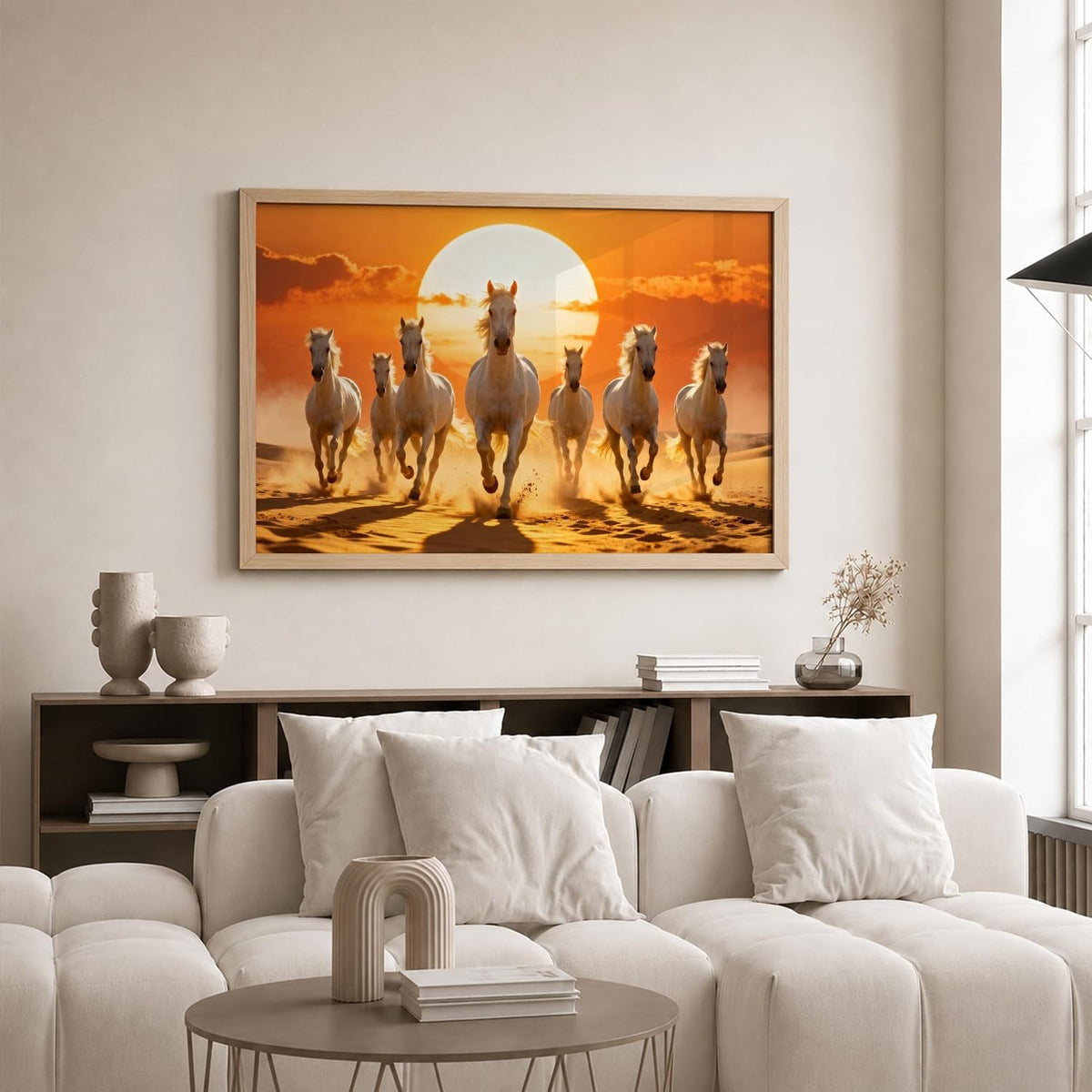 7 Horse Vastu Wall Painting (Landscape Collection) (Natural, Design 03, 13x19 Inch)