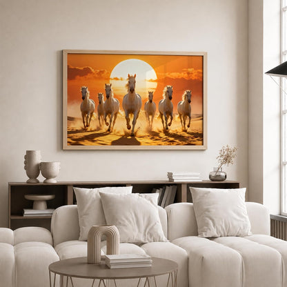 7 Horse Vastu Wall Painting (Landscape Collection) (Natural, Design 03, 13x19 Inch)