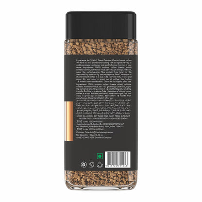 Chariot New York Gold Blend Freeze-Dried Instant Coffee | 100% Arabica Premium Medium Roast | Rich Aroma, Fruity & Earthy Flavor | No Chicory 100g