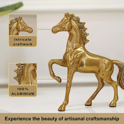BEHOMA Metal Horse Figurine Showpiece Pack of, Gold - Set of 2