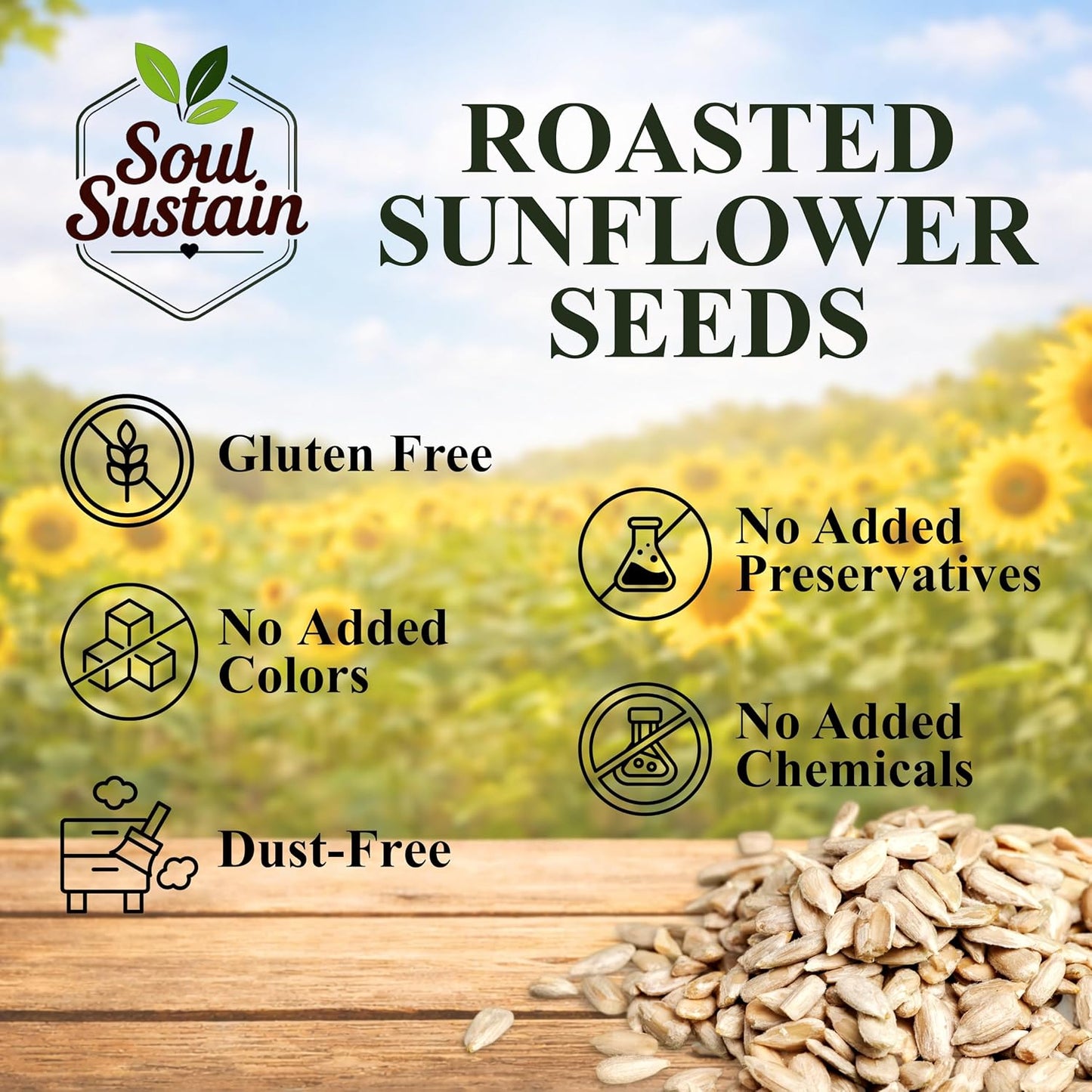 Roasted Sunflower Seeds Snack | Roasted Seeds | Healthy Plant Protein, Fiber & Omega | Gluten Free Vegan Snack for Workout, Travel, School | Sunflower Kernels | Natural Roasted Seeds