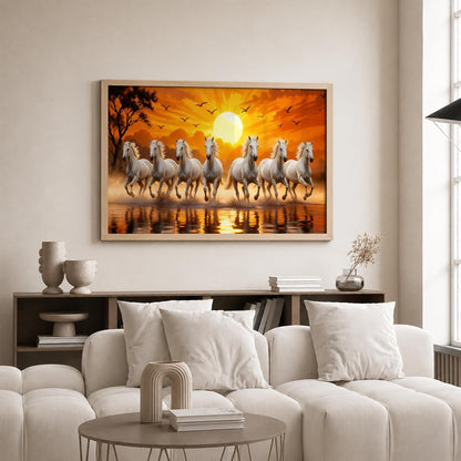 7 Horse Vastu Wall Painting (Landscape Collection) (Natural, Design 02, 13x19 Inch)