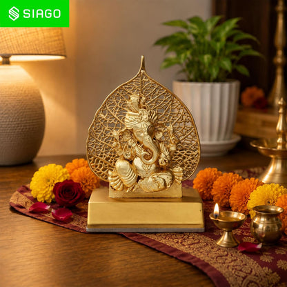 Metal Lord Ganesha Idol – Golden Car Dashboard & Home Decor Showpiece Golden SIA484