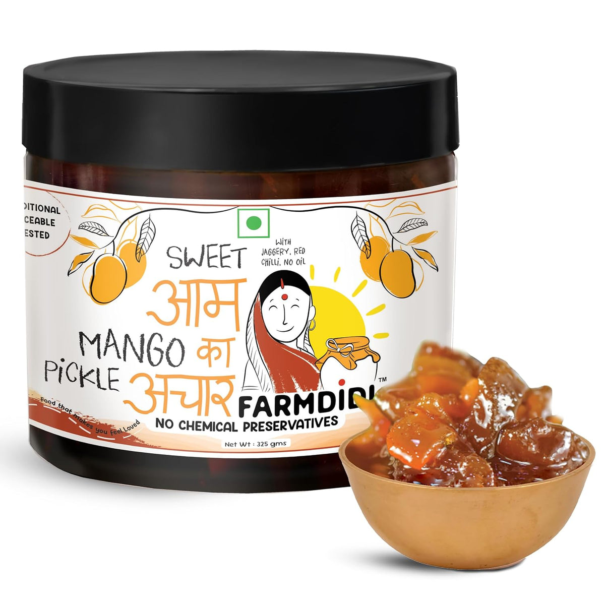 FarmDidi Sweet Mango Pickle with Jaggery  Homemade Aam ka Meetha Achar Oil-Free Traditional Indian Pickle Sweet Mango Achaar No Chemical Preservatives