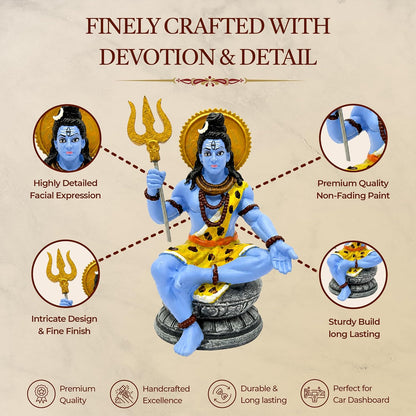 UNOVATE Shiva Idol for Car Dashboard | Adiyogi Statue | Mahadev Idol, 10 cm