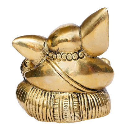Blessing Lord Ganesha with Modak Brass Handcrafted Idol, Gold, One Size, (BGG542) Visit the eCraftIndia Store