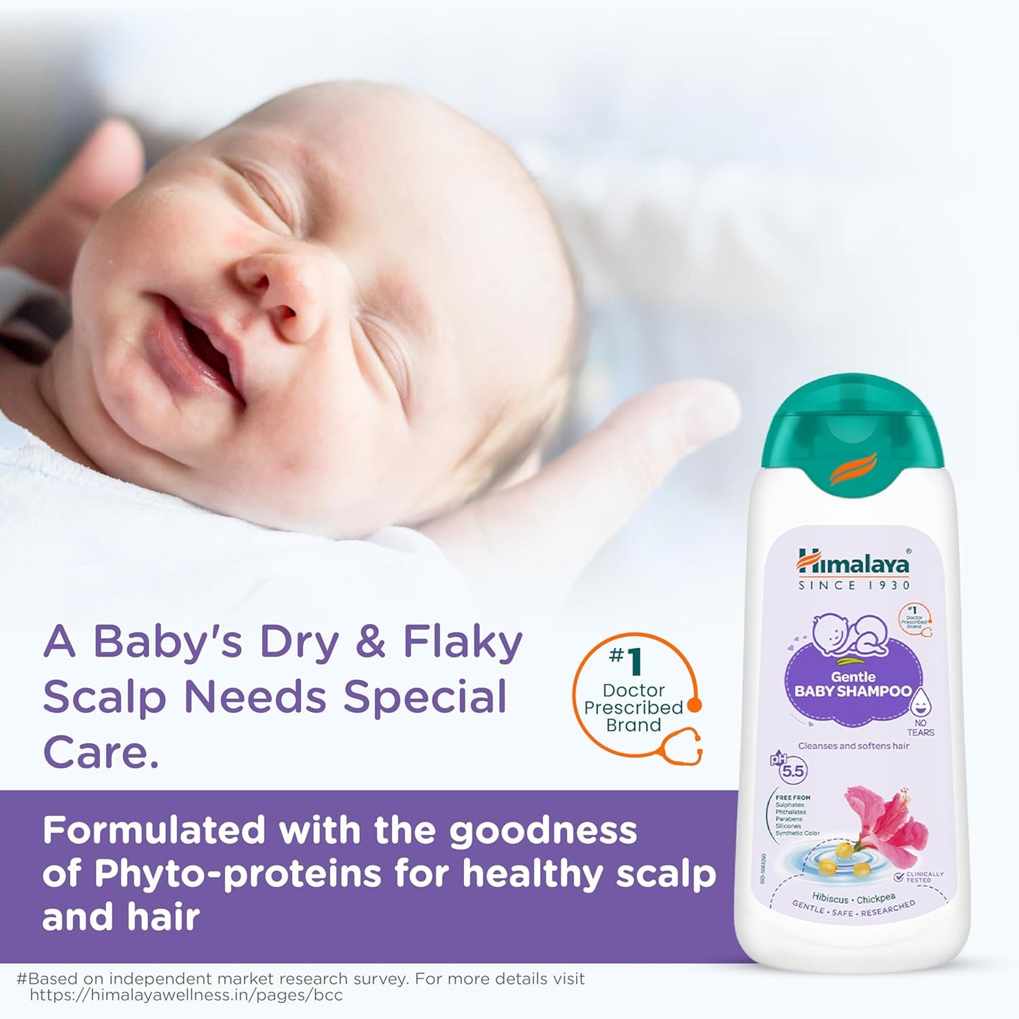 Himalaya Gentle Baby Shampoo with Hibiscus, Chickpea | No Tears | pH 5.5 | No.1 Doctor Recommended Brand | Cleanses, Softens & Nourishes hair | Safe for Newborns | Hypoallergenic