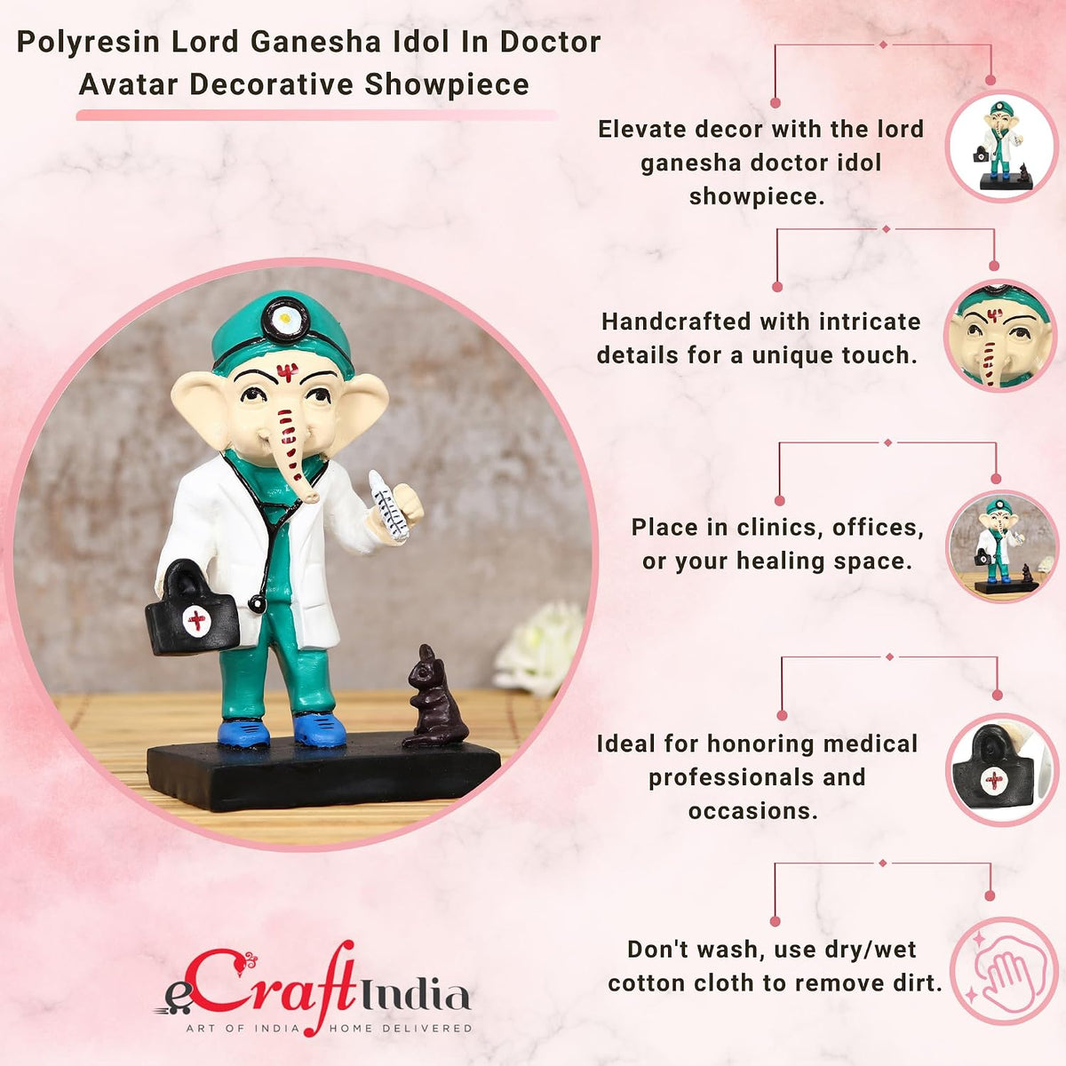 Decorative Lord Ganesha Idol in Doctor Avatar