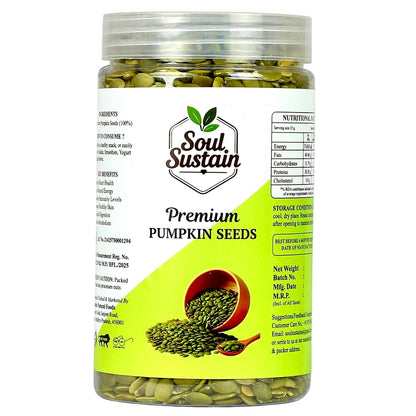 SoulSustain Pumpkin Seeds| Raw Pumpkin Seeds | Edible Seeds for Daily Nutrition | Plant Based Protein | Roasted Snack, Smoothies, Baking, Salads, Keto & Vegan Diet