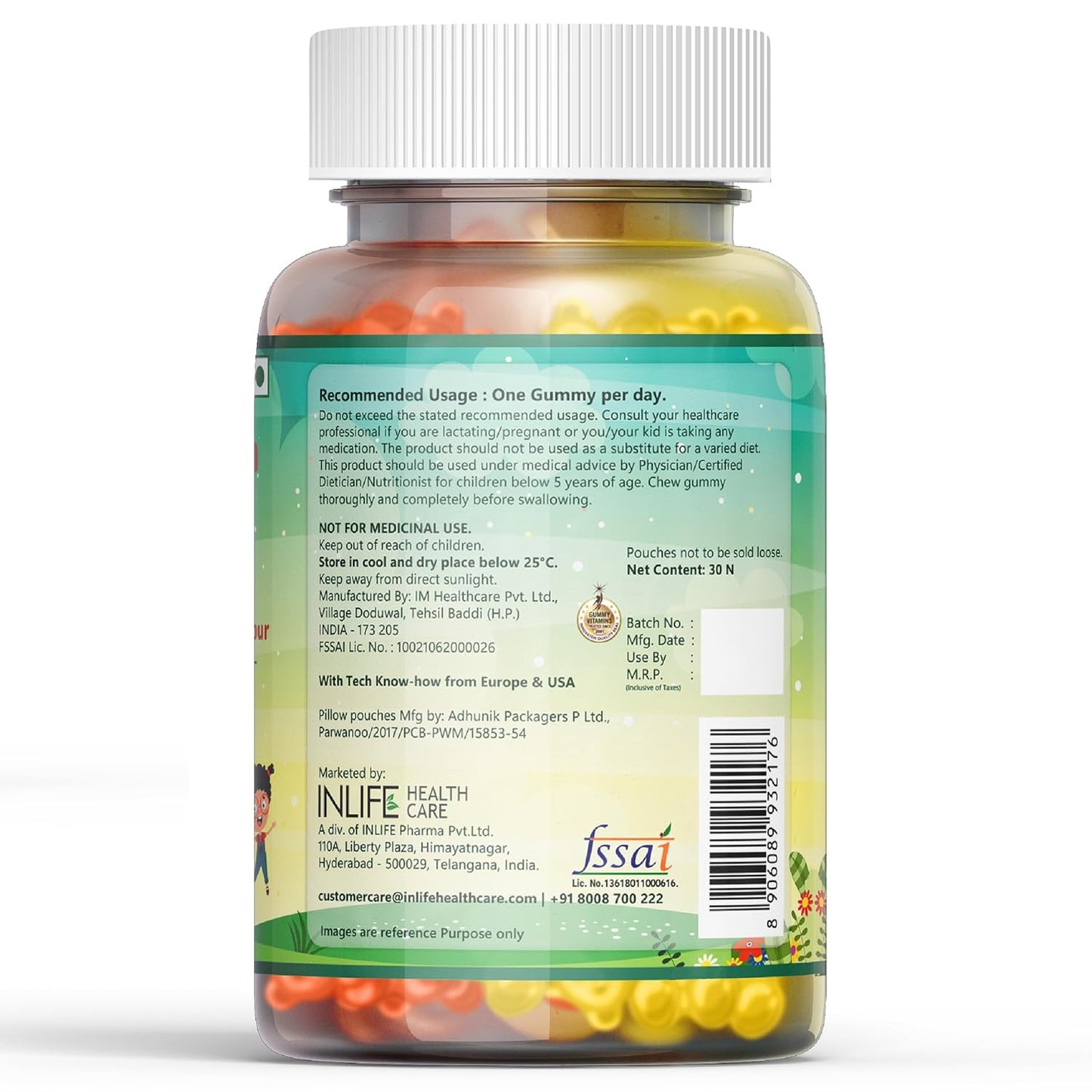 INLIFE Multivitamin Gummies for Kids Teens Men & Women, Daily Gummy Bear Essential Vitamins & Minerals - 30 Lemon Strawberry Gummies (Kids)