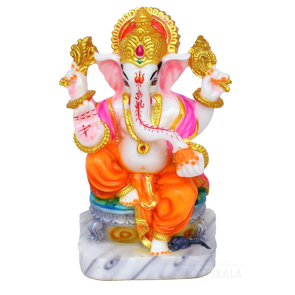 Marble Dust Ganesha Idol Ganpati Murti Vinayak 6 inch Statue for Home Mandir, Entrance, Living Room Decor, Office Desk, Gifting on Grih Pravesh, Auspicious Showpiece