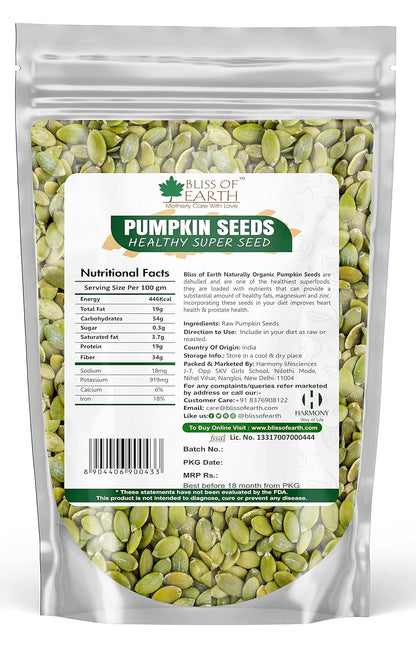 Bliss of Earth Pumpkin Seeds 1kg - Dehulled Pumpkin Seeds for Eating & Weight Management - Organic immunity Health diet Superfood