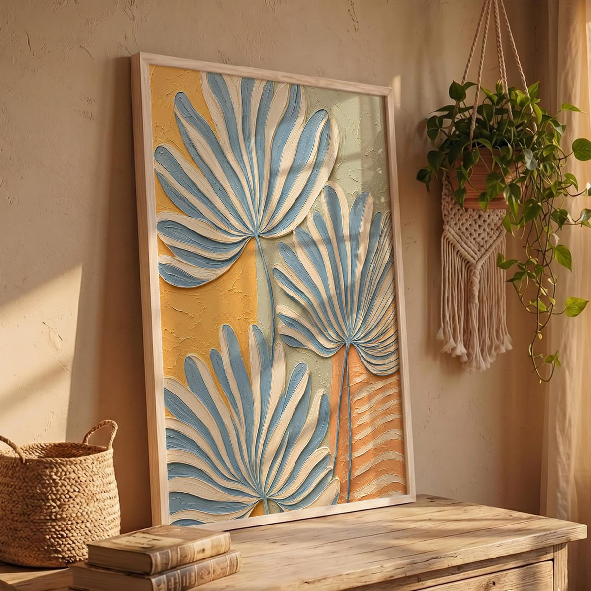 Decorative Floral Wall Art Painting With Frame | Floral Painting For Living Room Bed Room Hotel Wall Decor Digital Reprint (14X20 inch)
