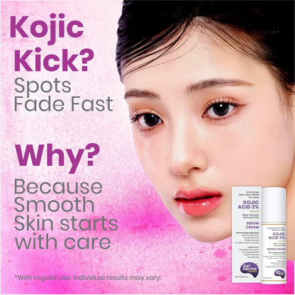 Get Nectar Happiness Glow Serum Cream with 3% Kojic Acid 5% Niacinamide 1% Alpha Arbutin & 25% Beta-Glucan for Dark Spots, Anti-Pigmentation, Brightening, Glowing Skin 50ml