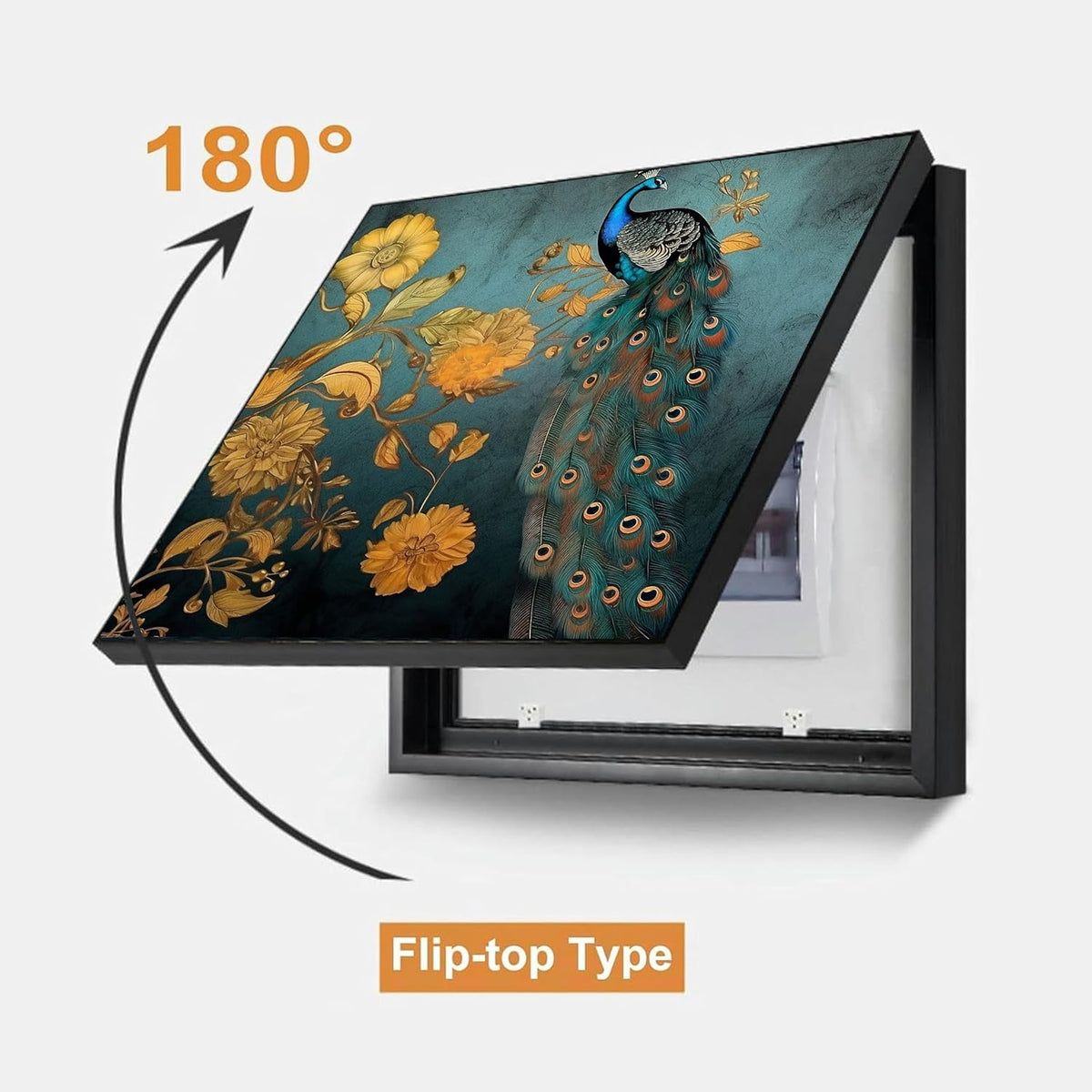 Electric MCB Box Cover Frame With Hydraulic Decorative Painting Peacock Painting Electrical Panel box Cover, Switch Box Frame Will Fit Max 10x14 inch Switch Board, Outer Size 13X17 Inch