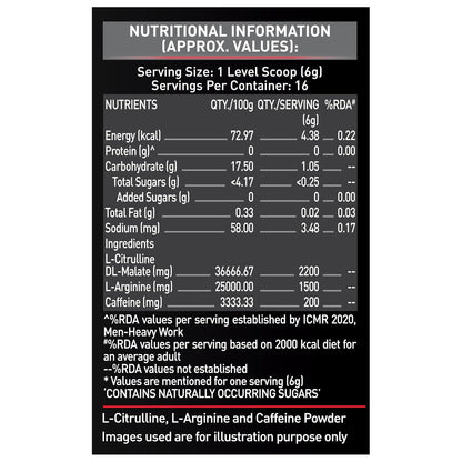 MuscleBlaze Pre Workout 200 (16 servings, 100g) | 200mg Caffeine, 2200mg Citrulline