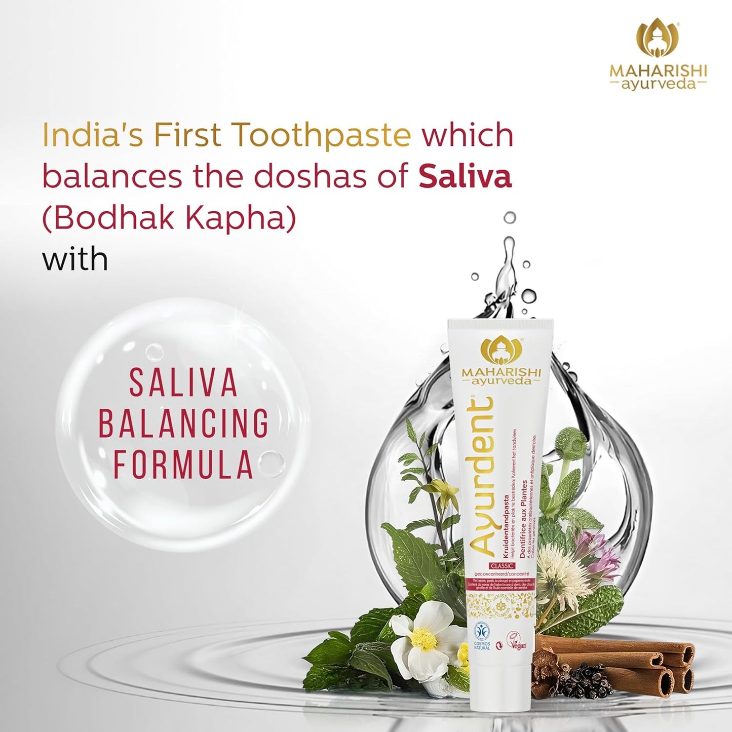 Zephivo Maharishi Ayurveda Ayurdent Toothpaste, Unique Saliva Balancing Formula, for Toothache, Bleeding Gums, Sensitivity, Cavities, Plaque & Bad breath, Non Foaming, No SLS & Fluoride
