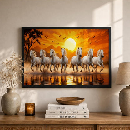 7 Horse Vastu Wall Painting (Landscape Collection) (Natural, Design 15, 48L x 33W cm)